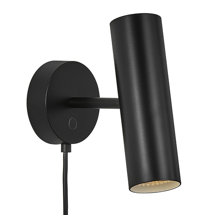 Minimalistická nástenná lampička Mib 6 so severskou eleganciou, vrhajúca dokonalé a priame svetlo v troch farbách (čierna)