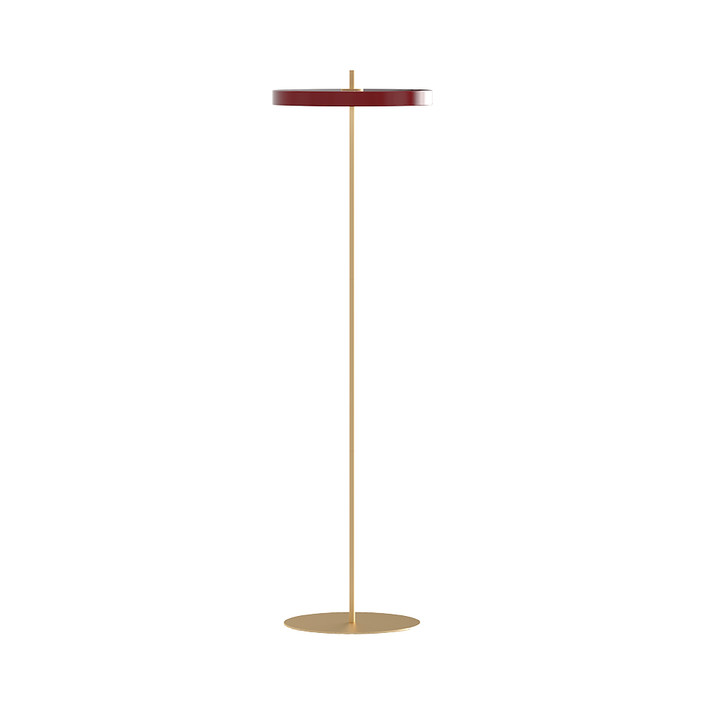 Elegantná dizajnová stojacia lampa so zabudovaným LED panelom a difúzorom (červená)