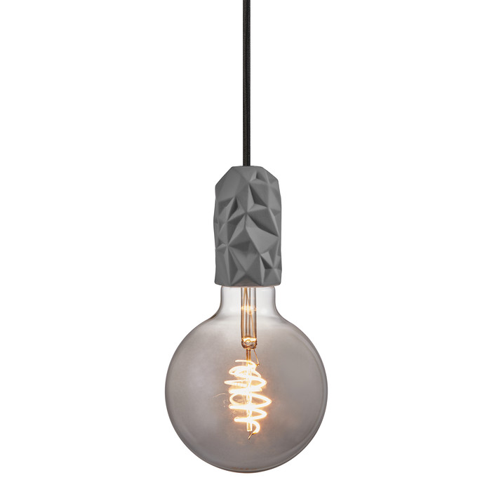 Jednoduchá, moderná a štýlová lampa z porcelánu s plastickým dizajnom, to je Nordlux Hang. (šedá)