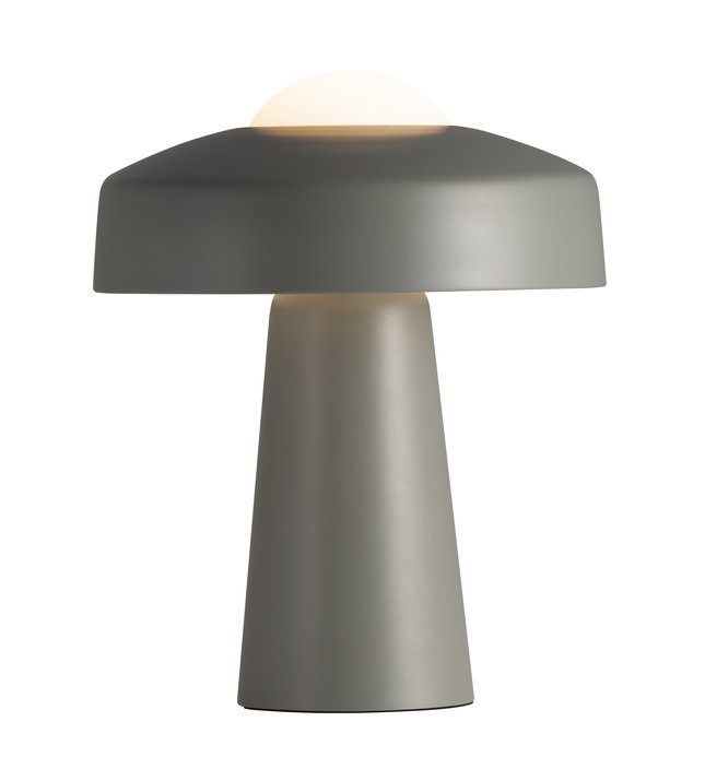 Jednoduchá stolová lampa Time kombinuje matný kov a opálové sklo v najlepšej kvalite. (šedá, opálové sklo)