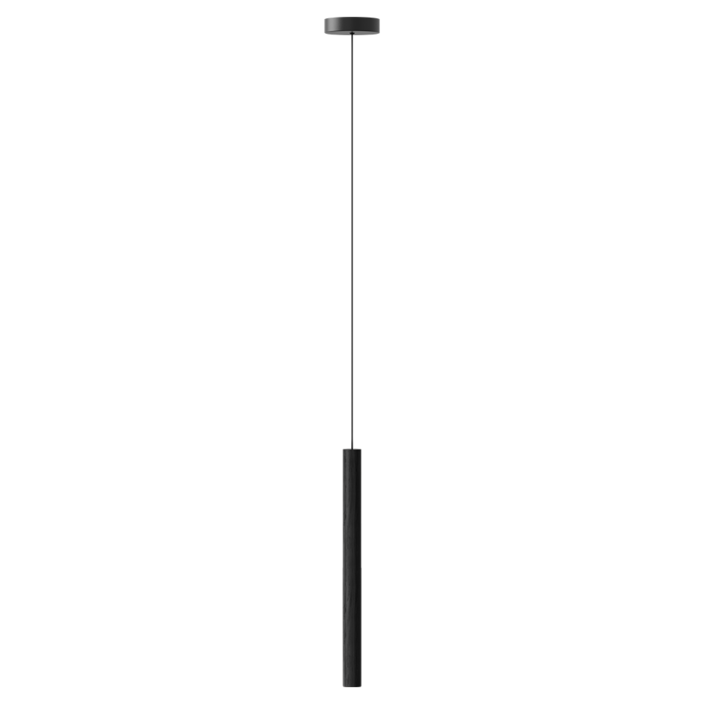 Závesná lampa UMAGE Chimes. Kombinácia svetlého alebo tmavého dreva, čierna s čiernym textilným káblom (čierna)