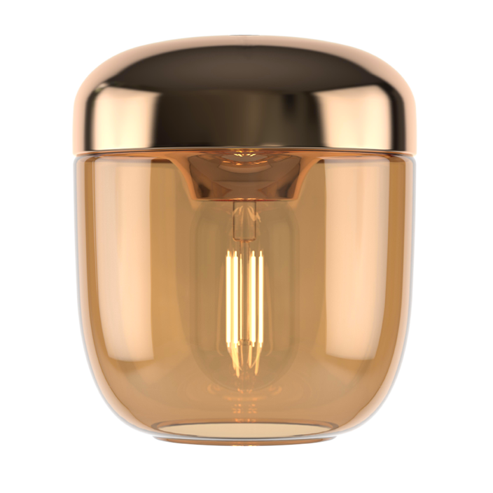 Jednoduché závesné svietidlo UMAGE Acorn. Kombinácia krásneho dymového skla a ocele. (mosadz)