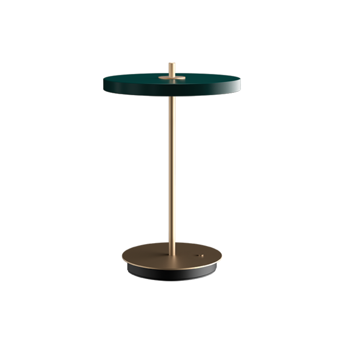 Elegantná dizajnová stolová lampa so zabudovaným LED panelom a difúzorom so skrytým USB portom na nabíjanie mobilného telefónu, trojstupňový stmievač (zelená)