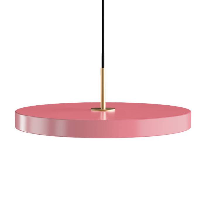 Jednoduchá a originálna závesná lampa UMAGE Asteria v tvare disku. Kovové tienidlo, LED žiarovka. Šesť farieb (ružová)