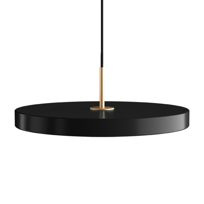 Jednoduchá a originálna závesná lampa UMAGE Asteria v tvare disku. Kovové tienidlo, LED žiarovka. Šesť farieb (čierna)