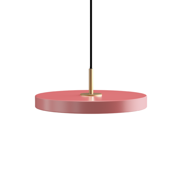 Jednoduchá a originálna závesná lampa UMAGE Asteria v tvare disku. Kovové tienidlo, LED žiarovka. Sedem farieb. (ružová)