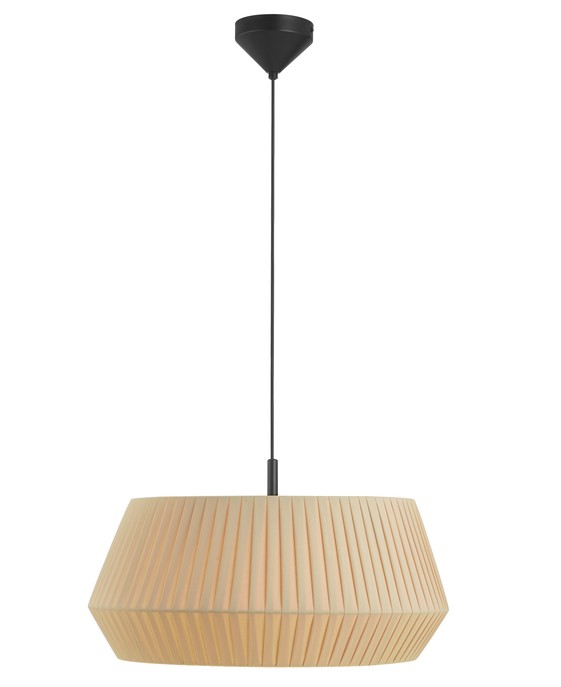 Originálna závesná lampa Nordlux Dicte 53 s efektom tlmeného svetla, dostupná v bielej alebo béžovej farbe.