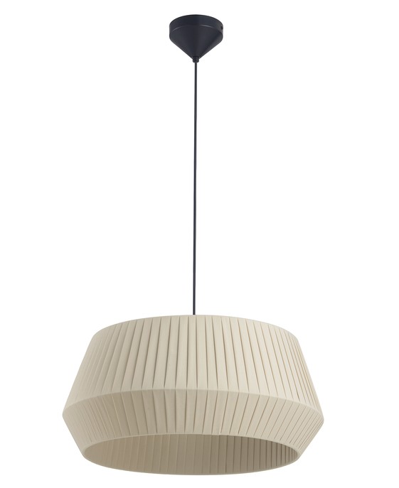 Originálna závesná lampa Nordlux Dicte 53 s efektom tlmeného svetla, dostupná v bielej alebo béžovej farbe.