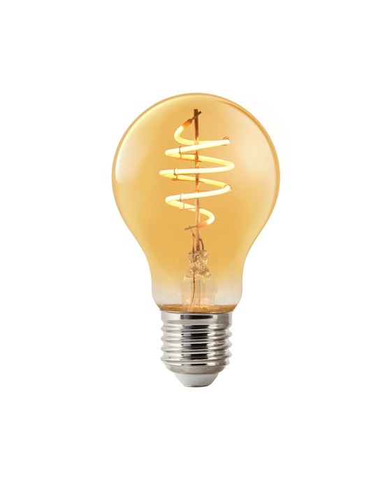 Dizajnová inteligentná stmievateľná LED žiarovka pre svietidlá so závitom E27. V jantárovom vyhotovení.