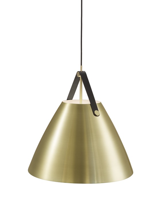 Severské, elegantné kovové závesné svietidlo Nordlux Strap s vymeniteľnými koženými remienkami