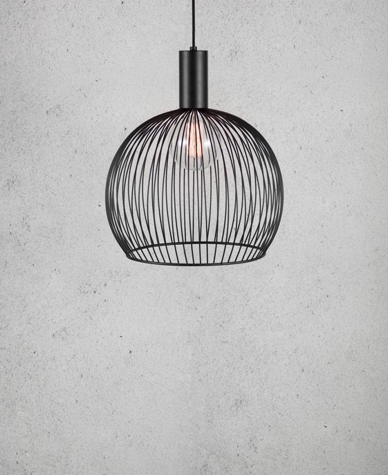 Jednoduché, estetické svetlo Nordlux Aver z čiernych zakrivených kovových drôtov