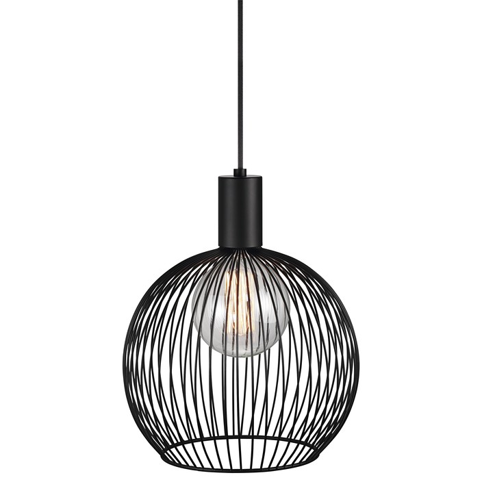 Jednoduché, estetické svetlo Nordlux Aver z čiernych zakrivených kovových drôtov ( Priemer: Ø30cm)