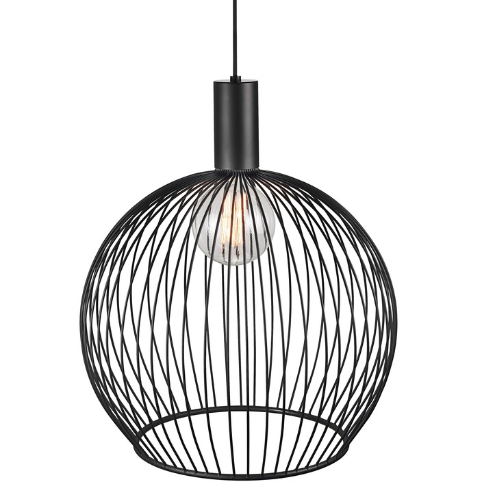 Jednoduché, estetické svetlo Nordlux Aver z čiernych zakrivených kovových drôtov ( Priemer: Ø50cm)