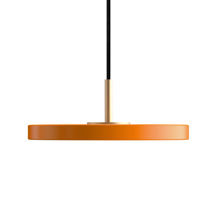 Jednoduchá a originálna závesná svietidlo UMAGE Asteria Micro v tvare disku. Kovové tienidlo, LED žiarovka v jedenástich farbách. (oranžová)