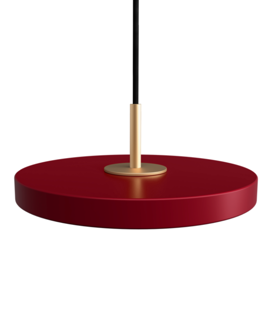 Jednoduchá a originálna závesná svietidlo UMAGE Asteria Micro v tvare disku. Kovové tienidlo, LED žiarovka v jedenástich farbách.