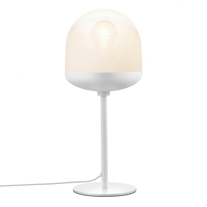 Magické stolové svetlo Nordlux Magia 18 z fúkaného skla s moderným minimalistickým dizajnom. Svetlo je k dispozícii vo dvoch farebných variantoch. (biela)