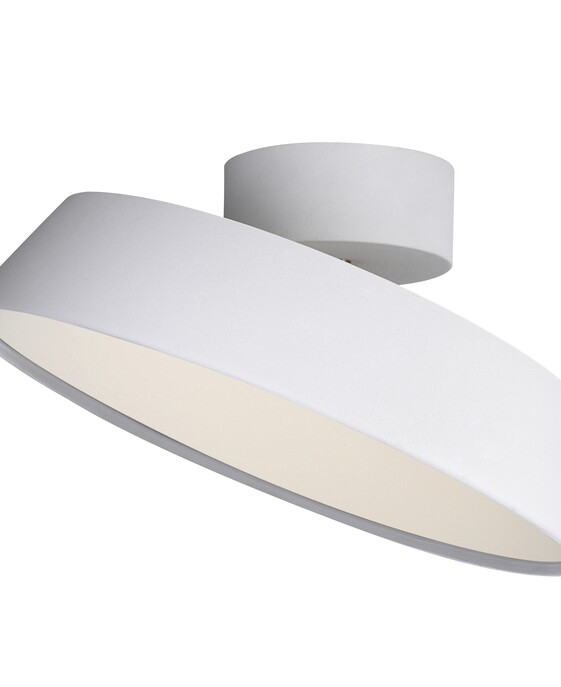 Inovatívne stropné svietidlo Kaito Dim s nastaviteľným kĺbom na smerovanie svetla v bielej a sivej farbe.
