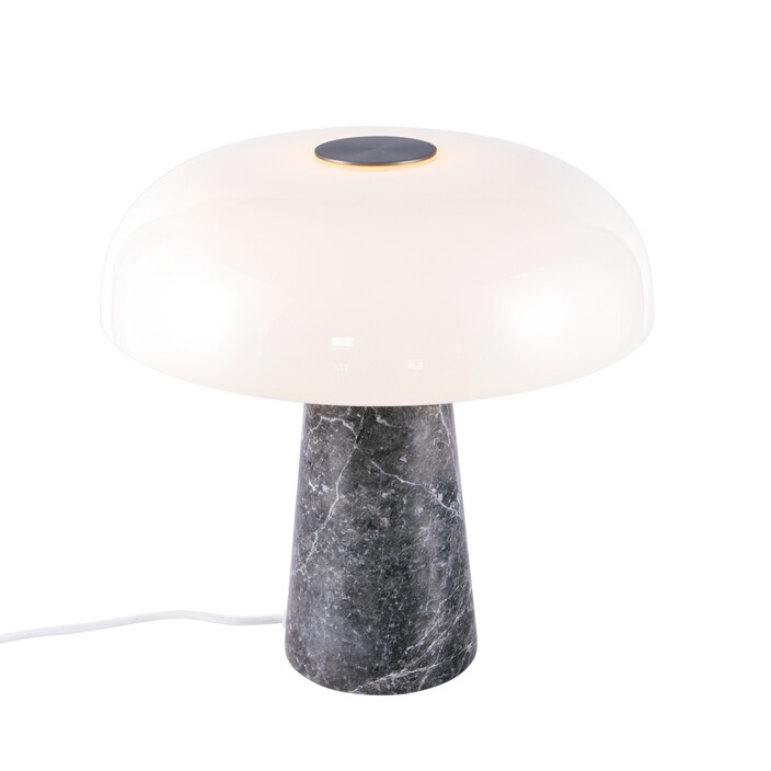 Stolová lampa Nordlux Glossy z exkluzívnych materiálov, ako je mramor, mosadz a opálové sklo, je stelesnením vkusného a mimoriadne elegantného dizajnu (šedá)