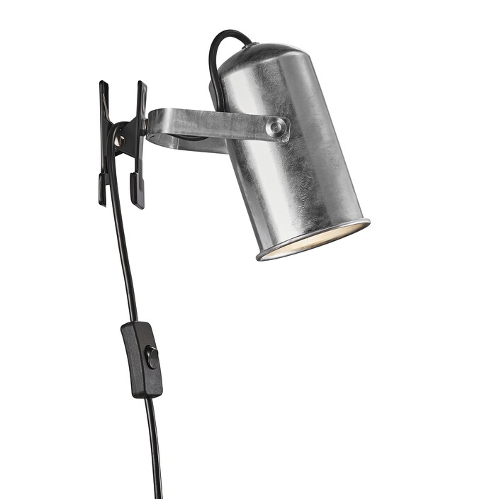 Lampička s klipom Porter v galvanizovanom vyhotovení s nastaviteľnou hlavou. (galvanizovaná oceľ)