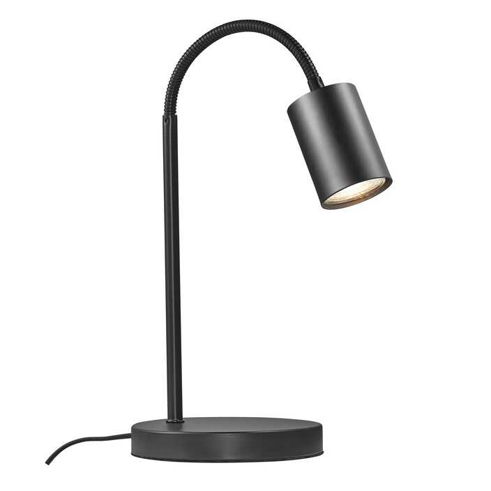 Minimalistická stolová lampička Nordlux Explore s bodovým svetlom na flexi ramene. (čierna)