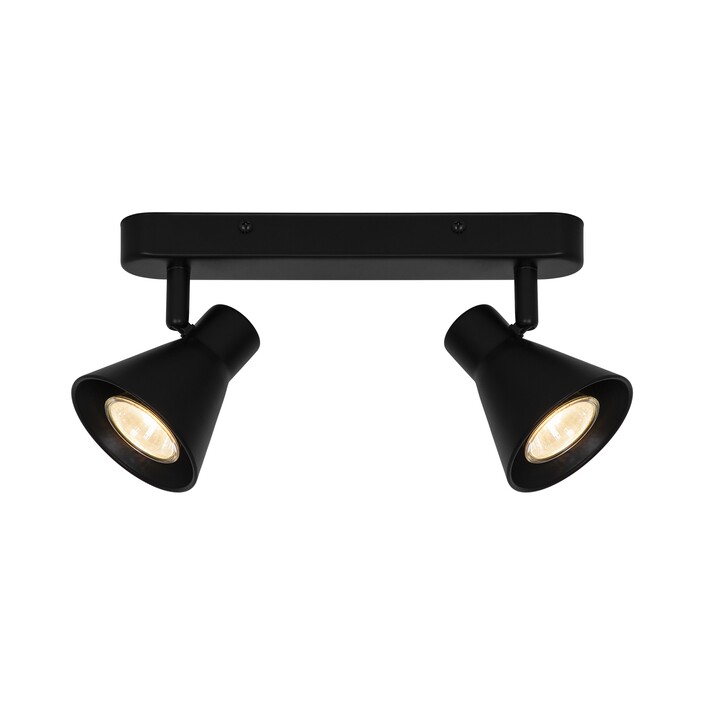 Diskrétne a praktické stropné svietidlo Nordlux Eik s dvoma smerovateľnými bodovými svetlami v troch farbách (čierna)