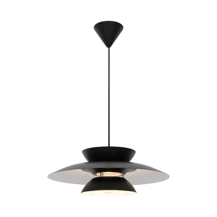 Závesné svetlo Carmen od Nordluxu v minimalistickom dizajne s vrstveným tienidlom. (čierna)