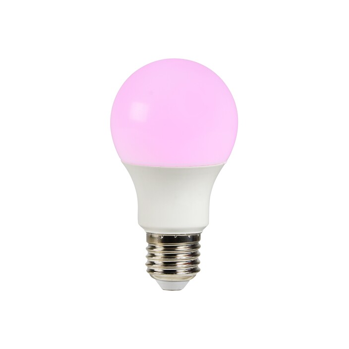 Inteligentná žiarovka od Nordluxu s nastaviteľnou teplotou farieb a až 16 miliónmi farieb, stmievateľná pomocou aplikácie Nordlux Smart Light alebo diaľkového ovládania. Balenie po 3 kusoch. (pieskované sklo)