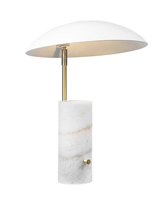 Elegantná stolová lampička Mademoiselles kombinuje veľké tienidlo a masívnu mramorovú základňu. Je k dispozícii v čiernej alebo bielej farbe.