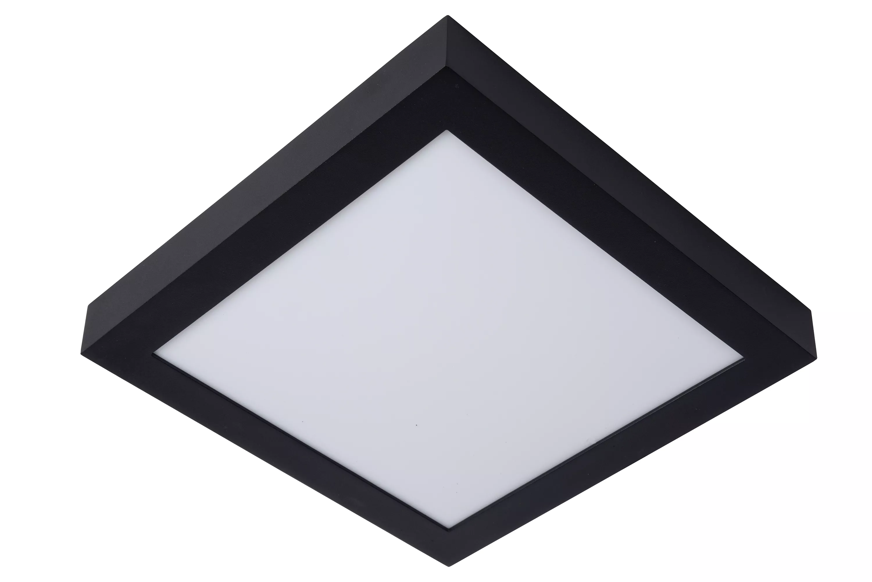 Kvalitné stropné svietidlo Brice v čiernom štvorcovom vyhotovení. So zakúpeným externým stmievačom je možné stmievať ho.
