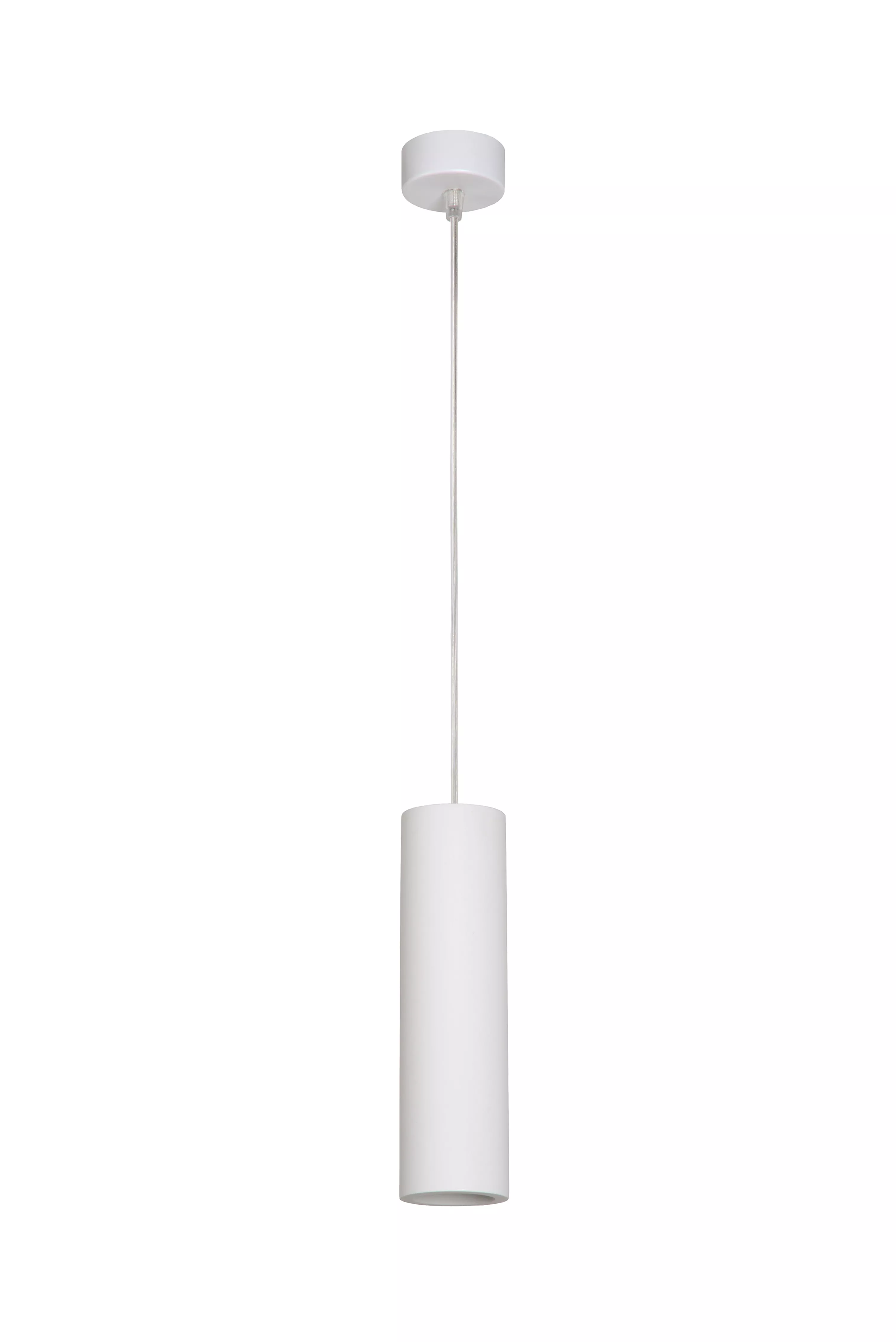 Jednoduché závesné svietidlo Gipsy v bielej farbe a podlhovastom tvare s nastaviteľnou dĺžkou kábla.
