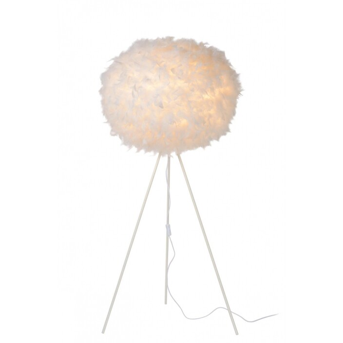 Stojacia lampa Goosy Soft zo syntetického peria v bielej farbe ozdobí každý interiér. (biela)
