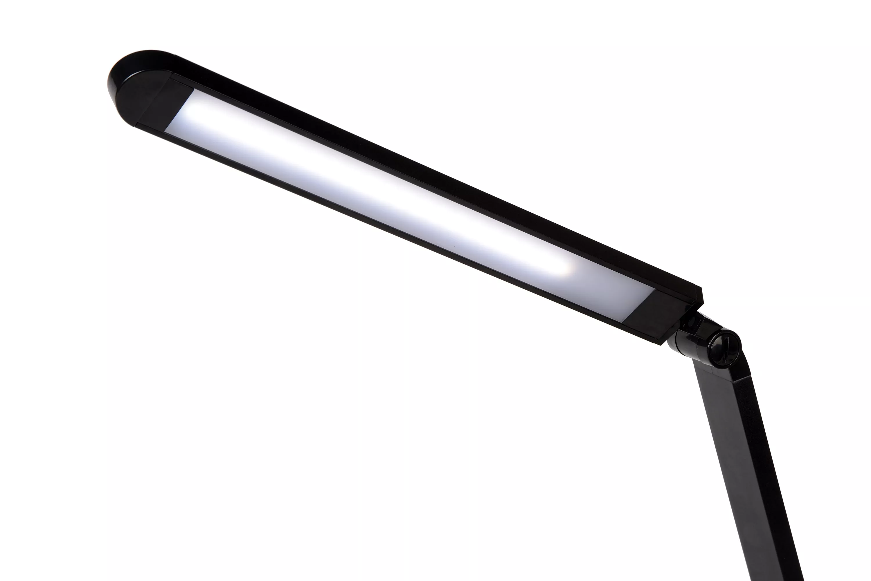 Multifunkčná stolová lampička Vario so stmievateľným LED zdrojom pomocou dotykového stmievača a nastaviteľným ramenom v čiernej farbe.