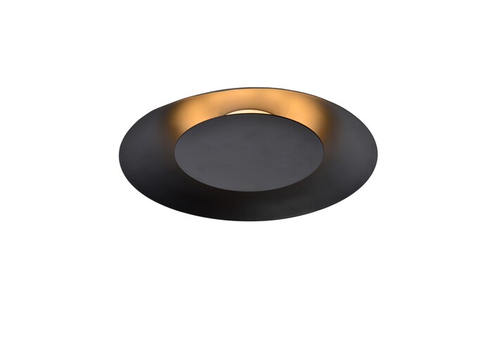 Jednoduché stropné svietidlo v tvare zahnutého disku, Lucide Foskal v čiernom alebo bielom variante. (čierna)