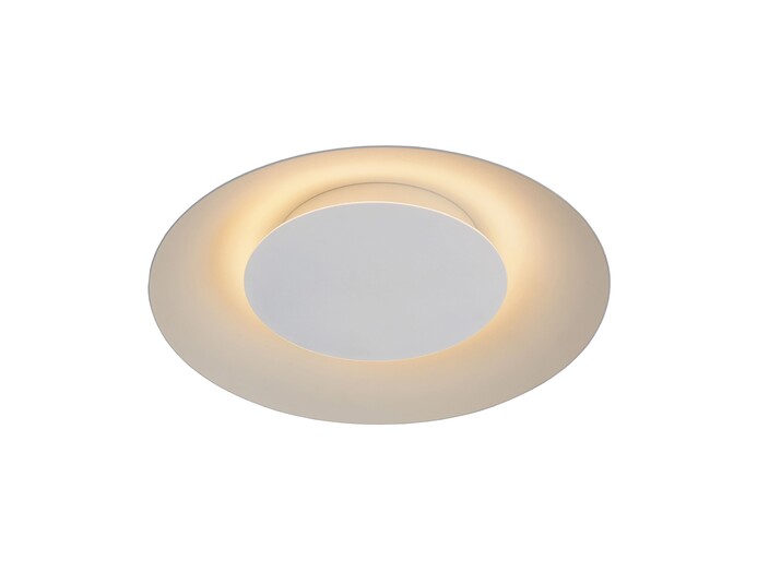 Jednoduché stropné svietidlo v tvare zahnutého disku, Lucide Foskal v čiernom alebo bielom variante. (biela)
