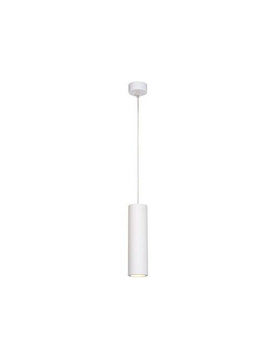 Jednoduché závesné svietidlo Gipsy v bielej farbe a podlhovastom tvare s nastaviteľnou dĺžkou kábla. (biela)