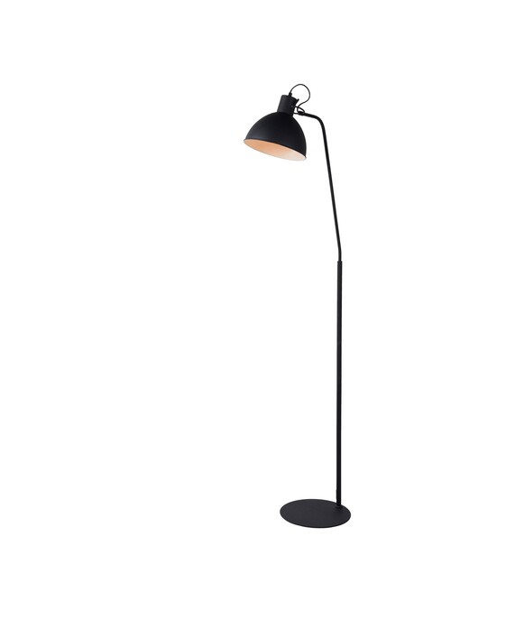 Stojacia lampa Shadi v čiernom minimalistickom vyhotovení s nastaviteľným tienidlom rozžiari každý tmavý kút vášho domova.