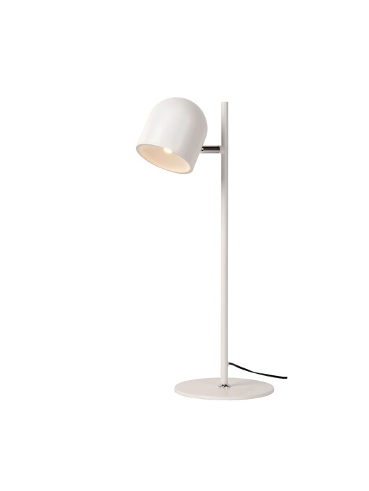 Elegantná stolová lampička Skanska s otočnou hlavou a stmievateľným zabudovateľným LED zdrojom. (biela)