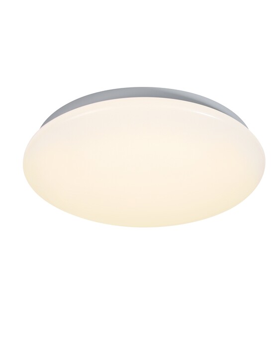 Klasické stropné svietidlo Montone od Nordluxu so senzorom pohybu s integrovanou LED žiarovkou, bielej farby. Vďaka vysokému krytiu vhodné do kúpeľne.