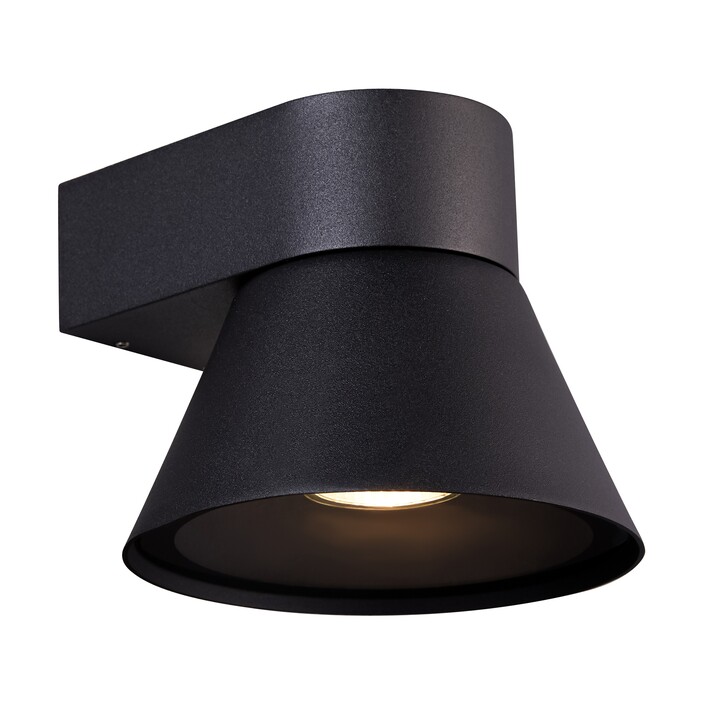 Nordlux Kyklop Cone je moderné vonkajšie nástenné svietidlo, ktoré osvetľuje okolie smerom nadol. K dispozícii v čiernej a hrdzavej farbe. (čierna)