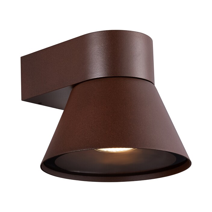 Nordlux Kyklop Cone je moderné vonkajšie nástenné svietidlo, ktoré osvetľuje okolie smerom nadol. K dispozícii v čiernej a hrdzavej farbe. (hrdzavá)