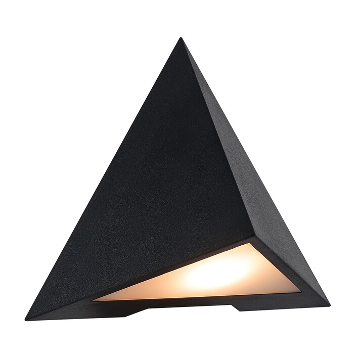 Vonkajšie nástenné svietidlo Konit od Nordluxu v jedinečnom trojuholníkovom dizajne príjemne rozptyľuje svetlo smerom nadol. K dispozícii v čiernej farbe. (čierna)