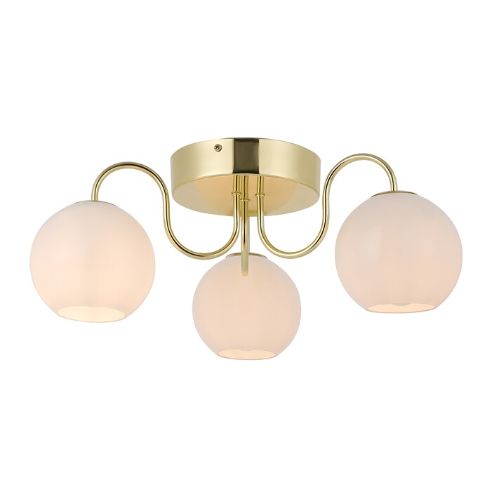 Stropné svietidlo Franca spája klasický luster s moderným prístupom. Vintage detaily v kombinácii s moderným nádychom, sklenené kupoly vydávajú príjemné rozptýlené svetlo. (opálové sklo, mosadz)