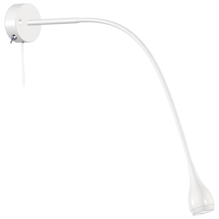 Praktická nástenná LED lampička Nordlux Drop s flexibilným ramenom na použitie do zásuvky (biela)