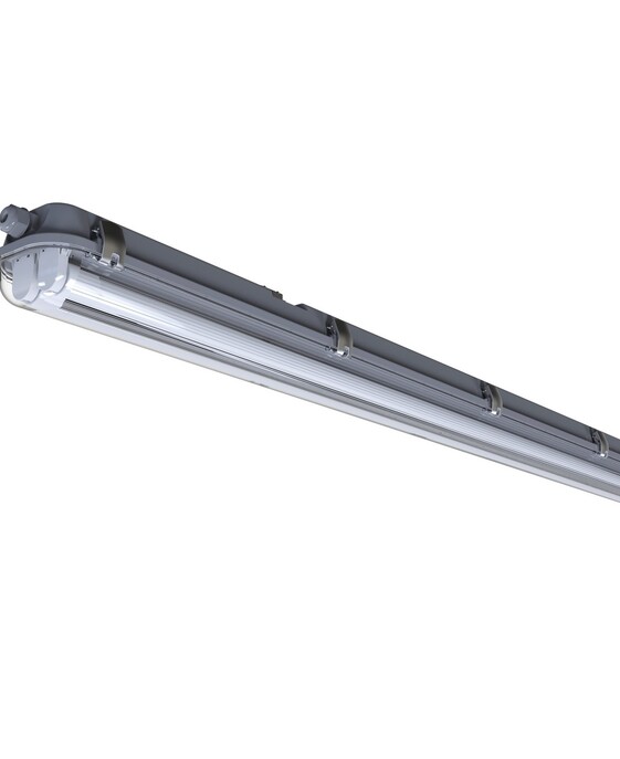 Výkonné prachotesné žiarivkové svietidlo Nordlux Works IP65 s vysokým krytím a odolnosťou vo dvoch výkonnostných variantoch je vhodné do garáže alebo pivnice.