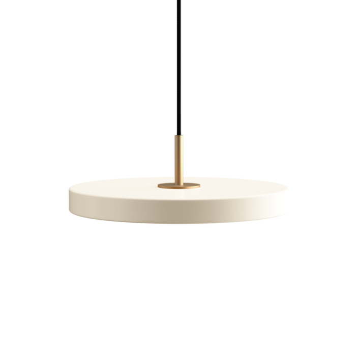 Jednoduché závesné svietidlo UMAGE Asteria Plus Mini v tvare disku. Kovové tienidlo, LED zdroj s možnosťou nastavenia teplotou farieb, vo 2 farebných vyhotoveniach. Kompatibilné s koľajnicami. (perleťovo biela)