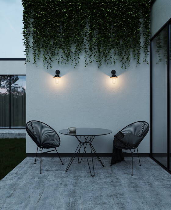 Vonkajšie nástenné svietidlo Januka z recyklovaného plastu v modernom dizajne, dostupné v 3 farebných terrazzo vyhotoveniach.