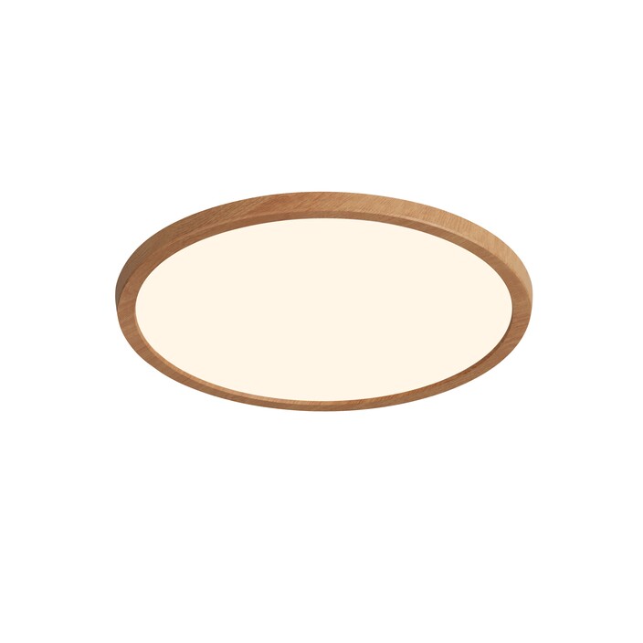 Jednoduché okrúhle stropné svietidlo Oja 29 od Nordluxu nenásilne doplní každý priestor, je ideálne do kúpeľne, možnosť stmievania s externým stmievačom. (drevo)