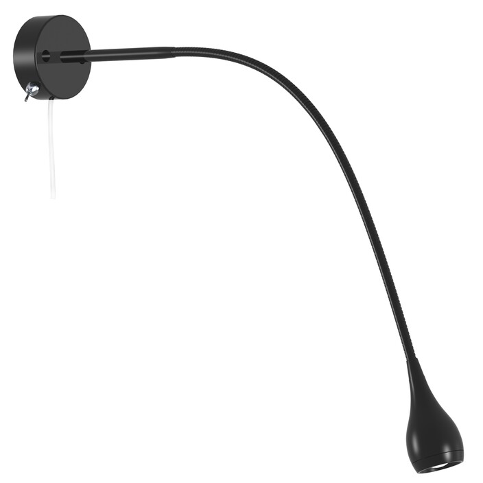 Praktická nástenná LED lampička Nordlux Drop s flexibilným ramenom na použitie do zásuvky (čierna)