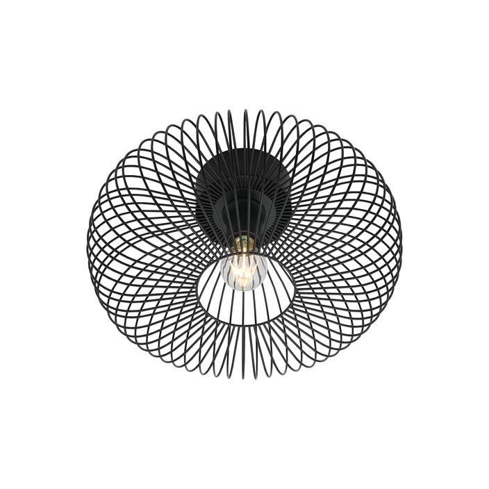 Kovové stropné svietidlo Beroni z ohýbaných drôtov vytvára fascinujúcu hru svetla a tieňov. (čierna)