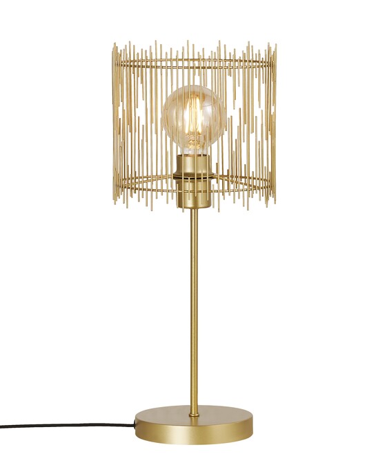 Stolová lampička Elvis sa skladá z asymetrických tyčí, ktoré spolu tvoria elegantné osvetlenie miestnosti. K dispozícii v čiernom alebo mosadzom variante.